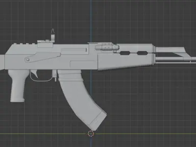 AK47 Kalashnikov Rifle with scope and laser  3D model