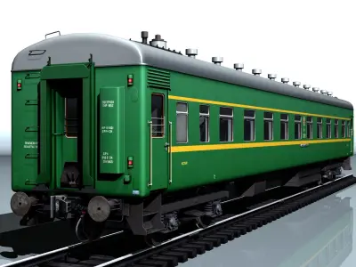 Wagon type 66W PNR Low-poly 3D model