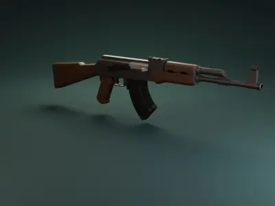 Low-Poly Ak-47 weapon Free low-poly 3D model