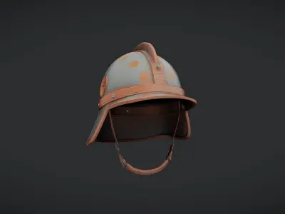 Vintage metal and leather military helmet 3D model