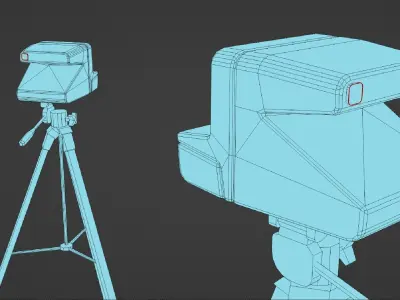 Polaroid Camera and Tripod Low-poly 3D model