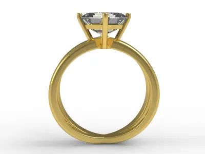 Antique Asscher Diamond Split Shank Solitaire Engagement Ring 3D print model