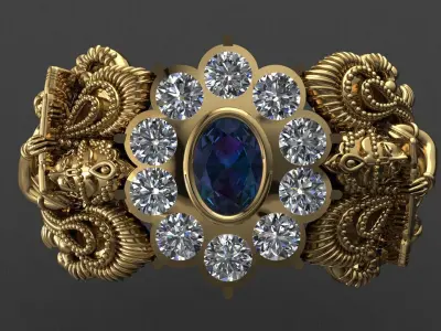 Krishana ji  Antique Gents Men Ring 3D print model