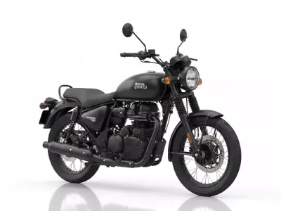 Classic Matte Black Royal Enfield Meteor 350 Cruiser Motorcycle Low-poly 3D model