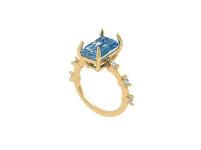 Emerald Solitaire Ring 3D print model 50