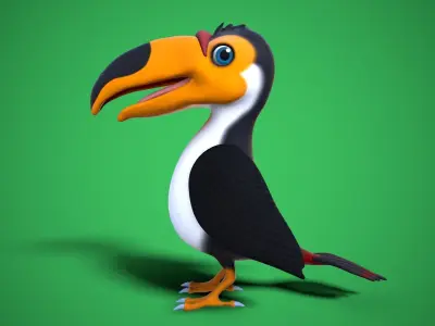 cartoon toucan Low-poly 3D model