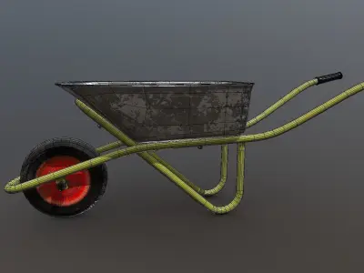 Wheelbarrow  trolley Low-poly 3D model