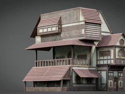 Fantasy Rustic Old Medieval Abandoned House 3D model