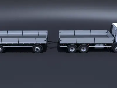 Generic Cargo Truck with Trailer 3D model