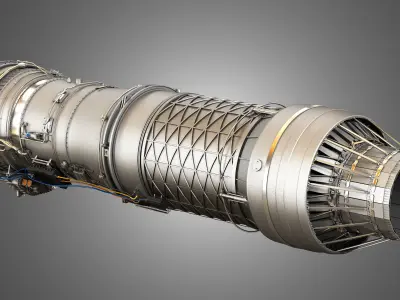 F100 - PW - 220 Turbofan Engine - with Interior Parts 3D model