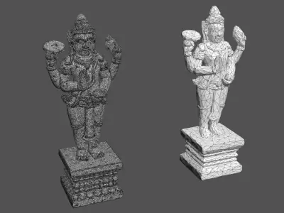 Ancient Khmer Statues Pack B 250523 Free low-poly 3D model