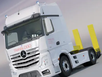 Mercedes Actros 2012 MP4 Gigaspace with Flatbed semi truck 3D model