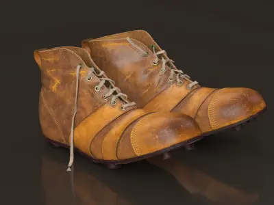Vintage Leather Football Boots Fur 3D model