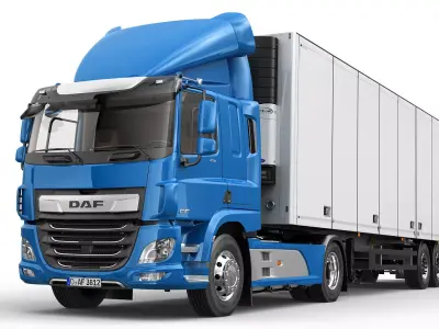 DAF CF Sleeper Cab With detailed Semi-trailer 3D model