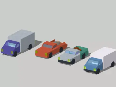 Pick Up and Trucks by Outland Models Low-poly 3D model