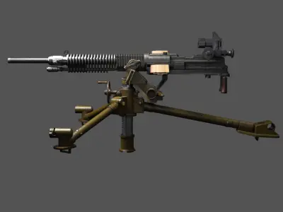 Japanese heavy machine gun during World War II 3D model