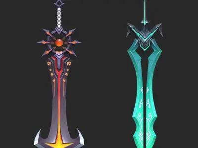 Fantasy Sword Collection Low-poly 3D model purchase