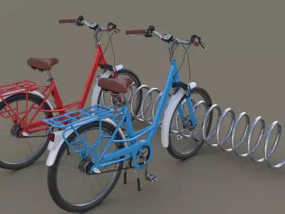 Bike Stand with Bikes 3D model