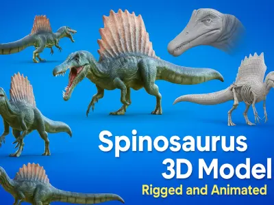 Spinosaurus Rigged Skeleton Low-poly 3D model