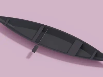 Cartoon Asian Canoe Boat Low-poly 3D model