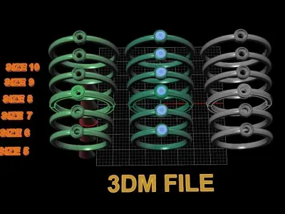 Bezel Single Diamond Ring 3mm Mix Size 3D print model purchase