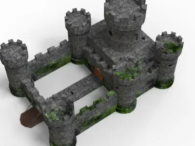 Medieval Castle Low-poly 3D model 7