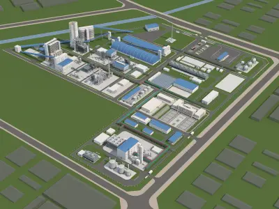 Thermal power plant - nuclear power plant - chemical plant 3D model order