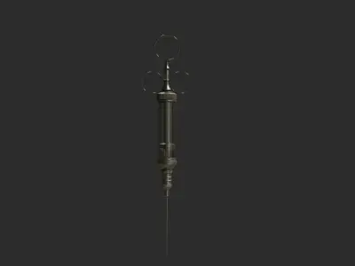 Antique medical syringe with 4k pbr textures Low-poly 3D model
