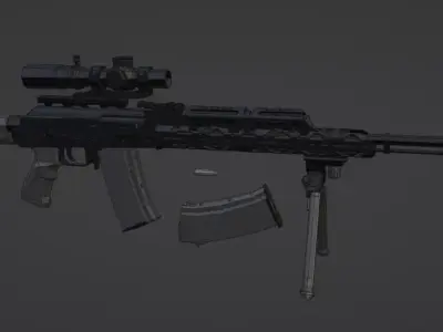 low-poly RPK-74 Tuning Free low-poly 3D model