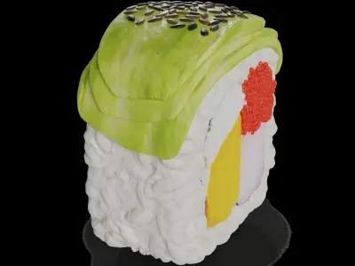Sushi Tiger shrimp avocado sesame seeds 3D model