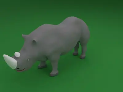 Low Poly White Rhinoceros Low-poly 3D model