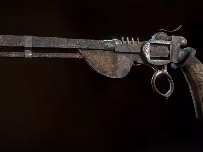 Apocalyptic gun Low-poly 3D model