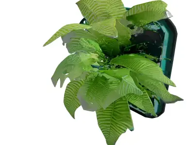 Futuristic Wall Planter with Fern 3D model