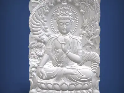 Carved panel painting STL 3D print model 7