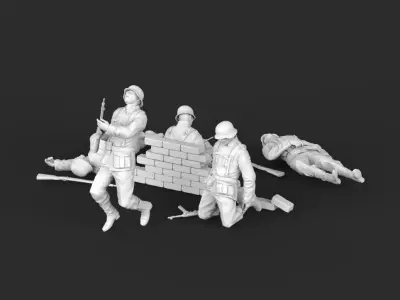soldiers group of people 3D print model