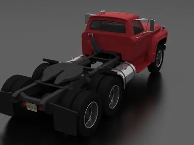 T-Series T-850 Semi Truck 1964 Tandem Axle Low-poly 3D model