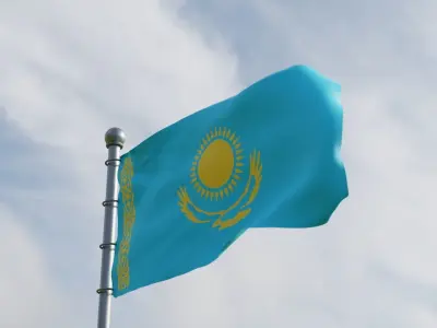 Animated Kazakhstan Flags 3D model