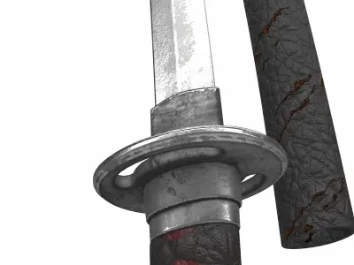 wakizashi japanese short sword 3D model