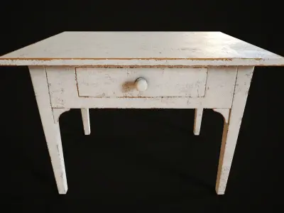 Old vintage painted table with a drawer  Low-poly 3D model