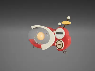 Retrofuturistic Radio Low-poly 3D model