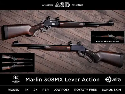 Game Ready Hunting Gun Pack Low-poly 3D model