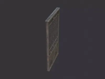 Metal Exterior Gate with Iron Bars Low-poly 3D model