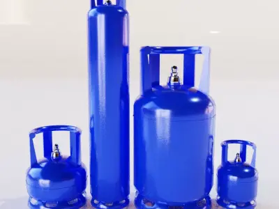 LP gas cylinder tank collection Low-poly 3D model