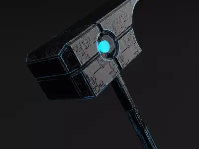 sci-fi hammer Low-poly 3D model