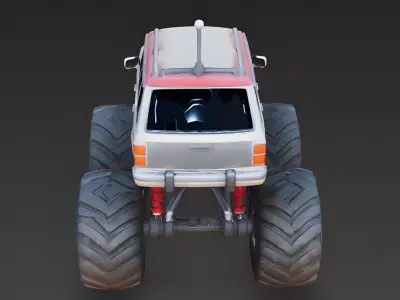 Turbo Toon Monster Truck 3D Model Low-poly 3D model