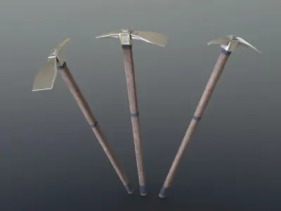Hoe - Silver Low-poly 3D model