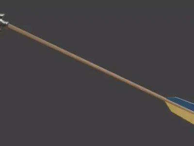 Arrow arrowhead with wooden handle 3D model