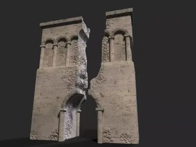 Medieval ruin Low-poly 3D model 2