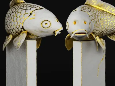 koi fish sculpture 3D model