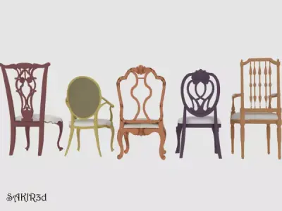 Antique Chairs Low-poly 3D model